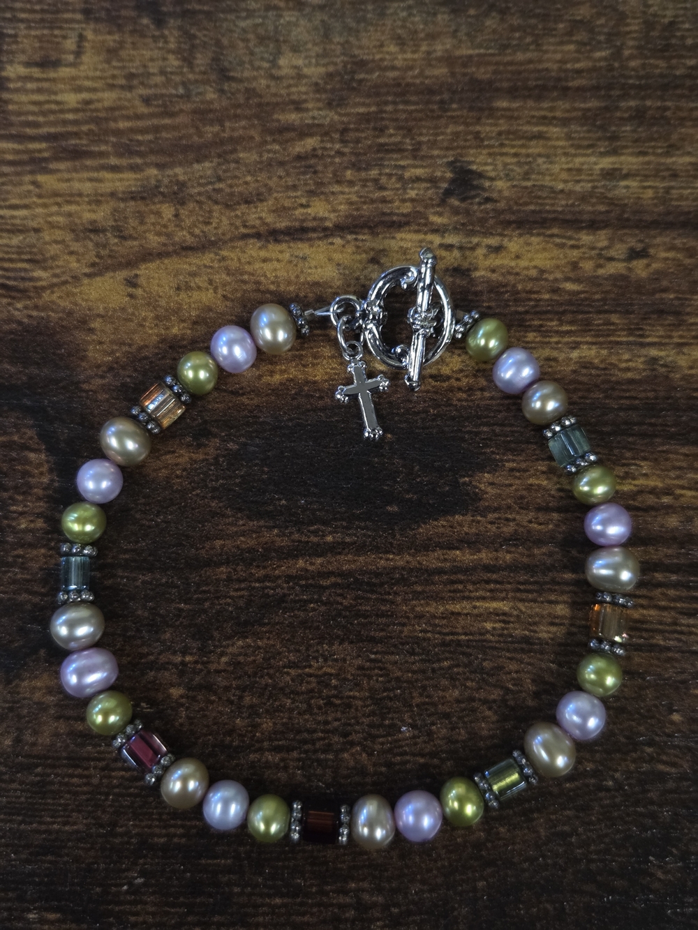 Cross Toggle Freshwater Pearl Bracelet